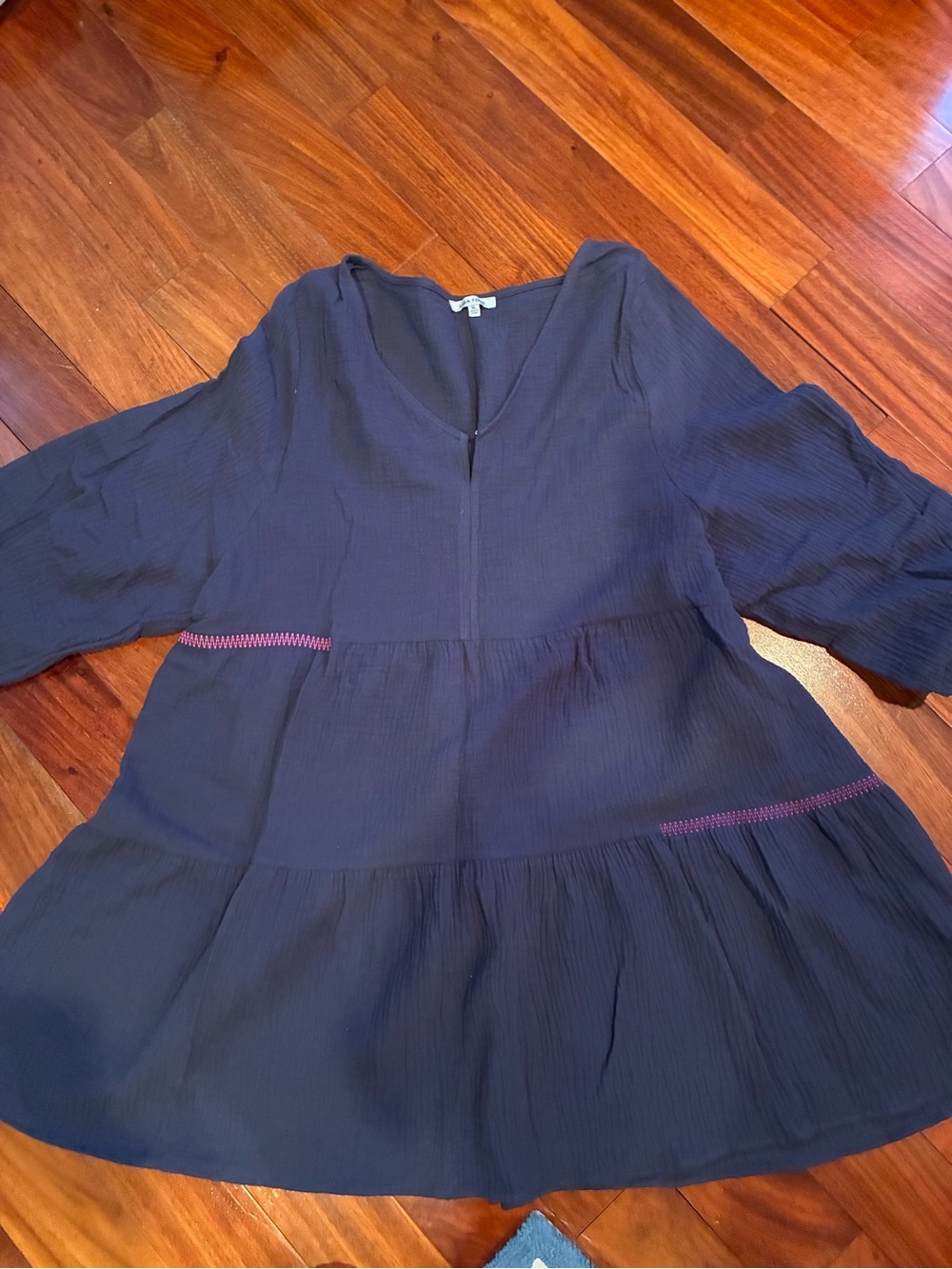 Lisa Todd Navy Textured V-Neck Tunic